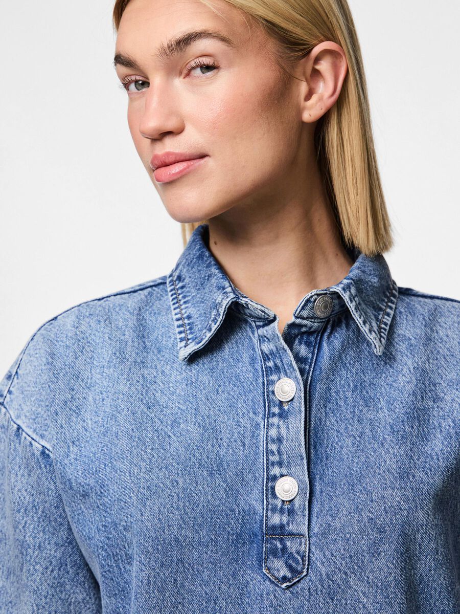 PIECES KENYA SS A-SHAPE DENIM DRESS