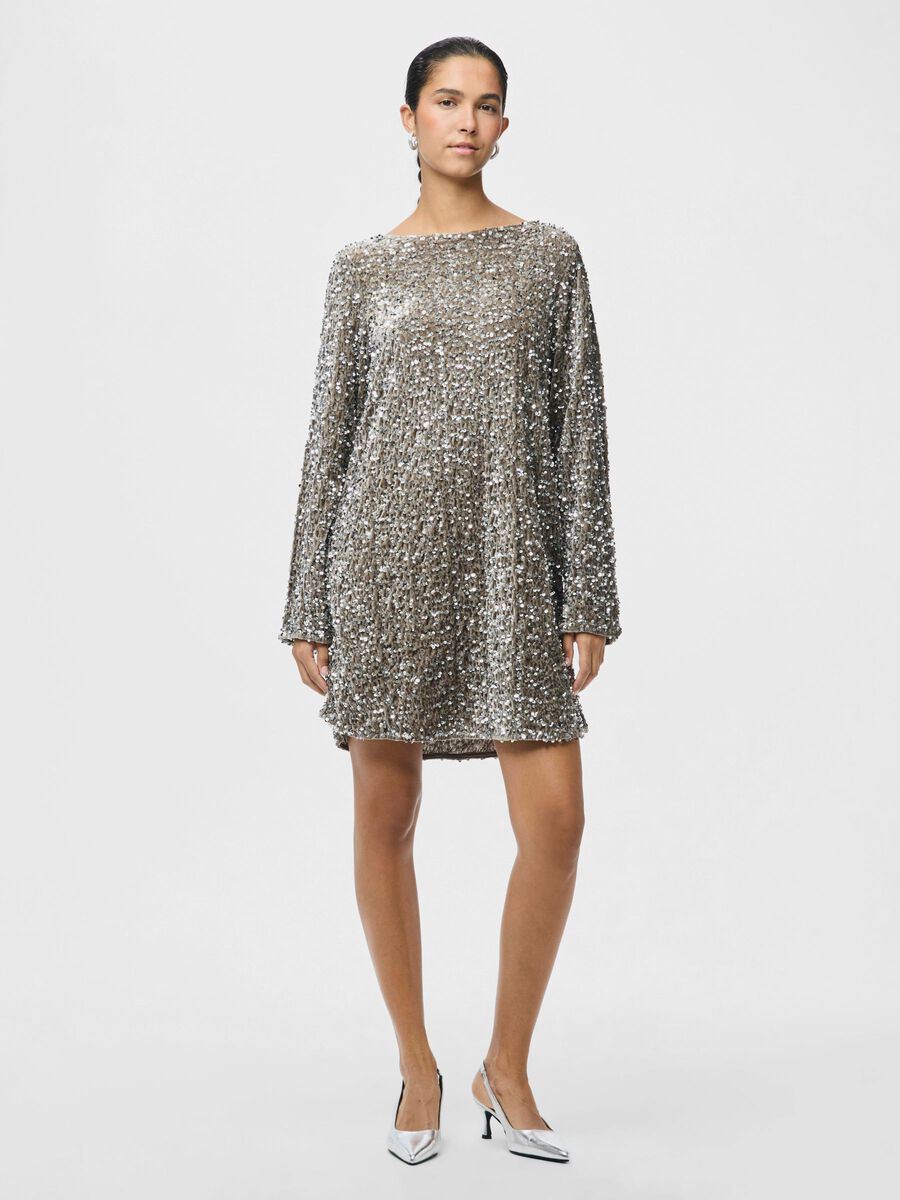 PIECES KAM LS DEEP BACK BOW DRESS