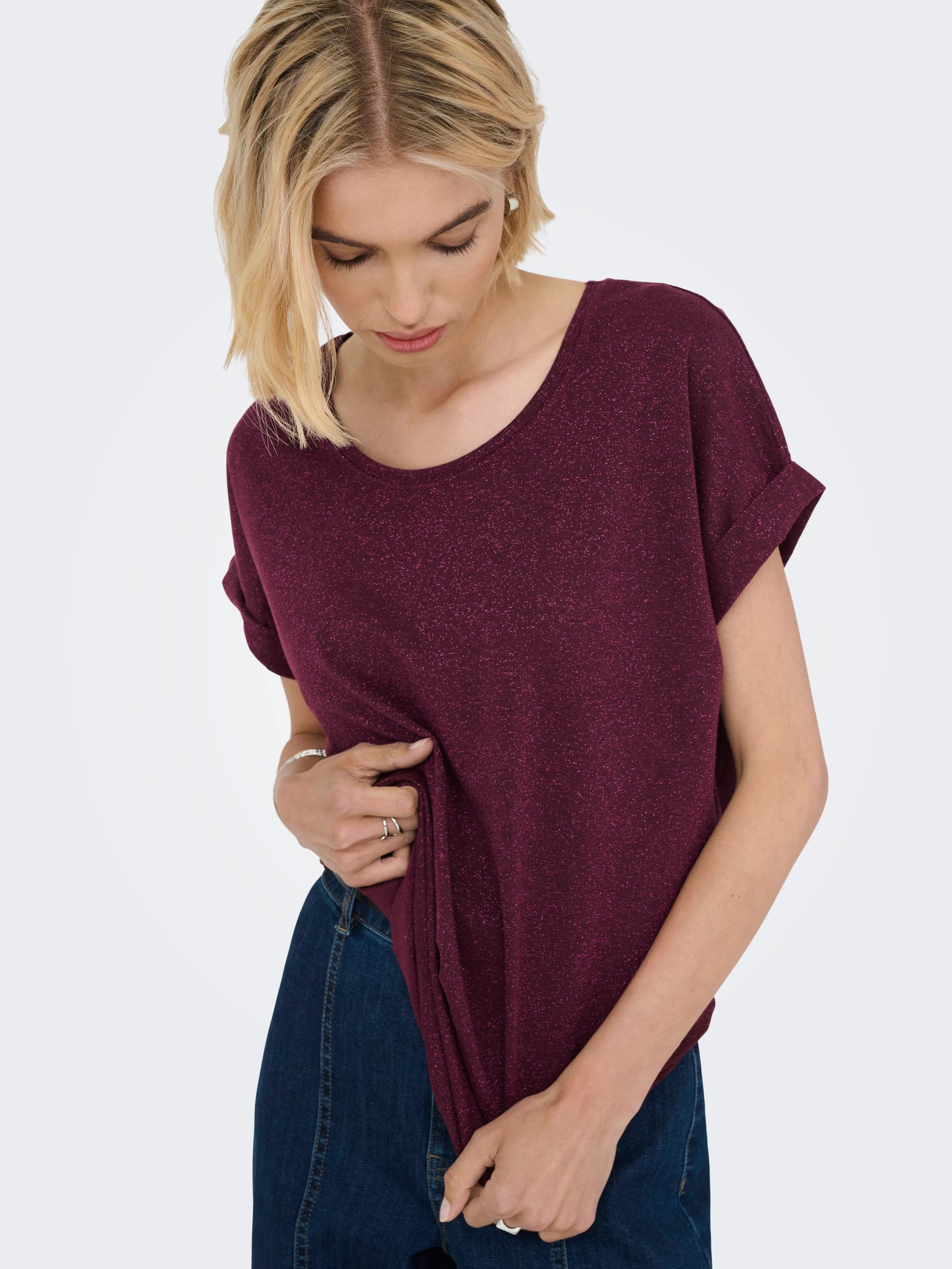 ONLY MOSTER GLITTER SS O-NECK TOP