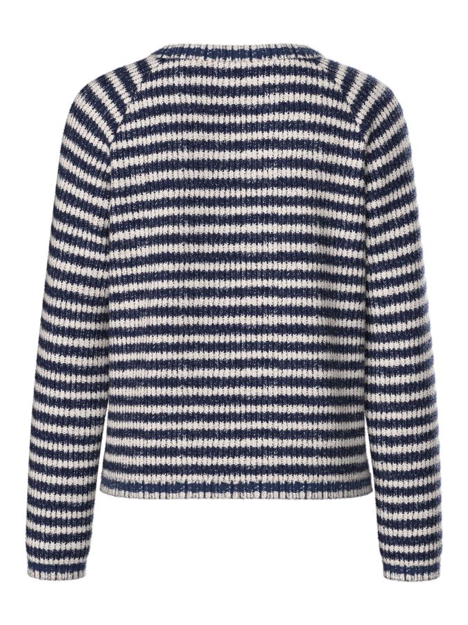 PIECES MALOU LS O-NECK STRIPE CARDIGAN