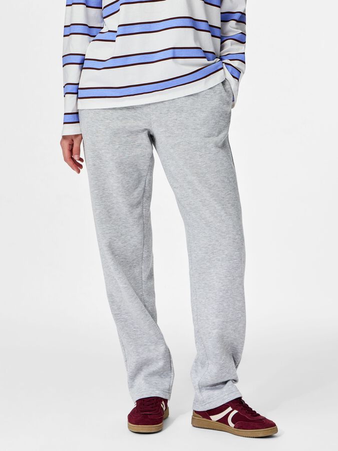 PIECES CHILLI HW STRAIGHT SWEAT PANTS - LIGHT GREY MELANGE