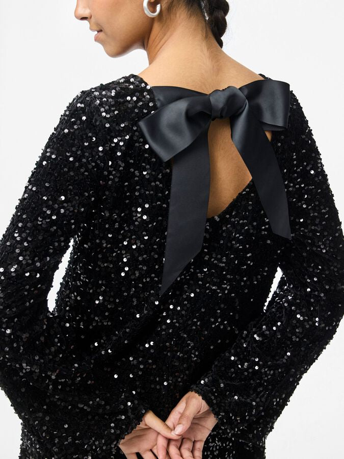PIECES KAM LS DEEP BACK BOW DRESS
