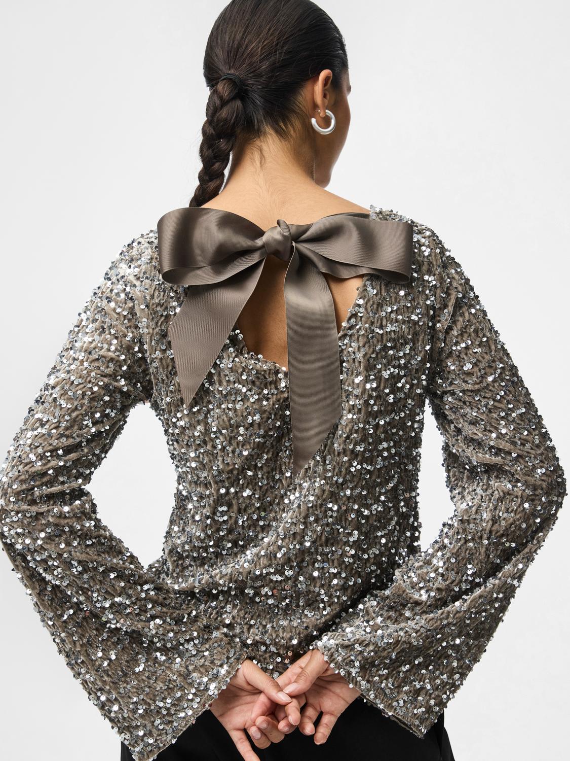 PIECES KAM LS DEEP BACK BOW TOP