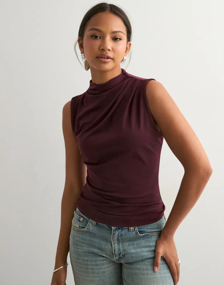 PIECES MADISON SL DRAPED TOP