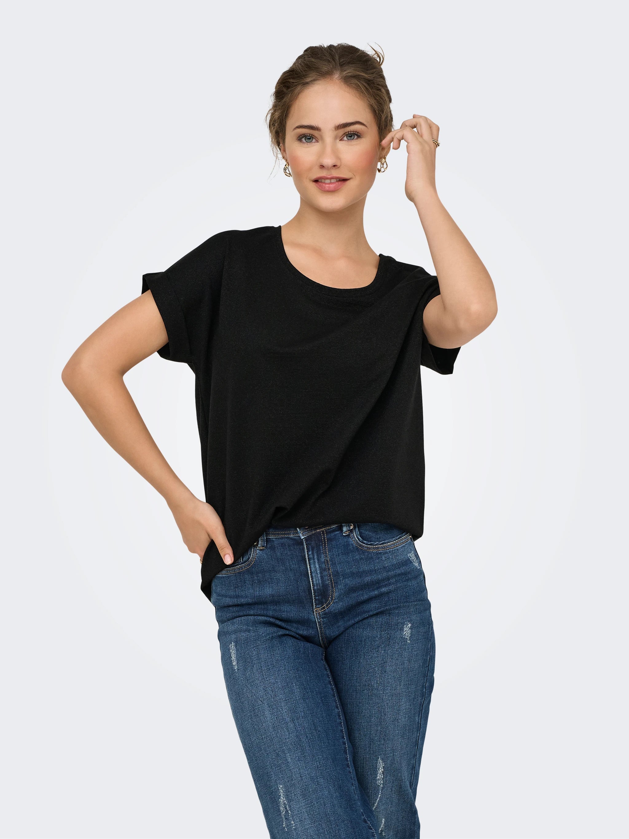 ONLY MOSTER GLITTER SS O-NECK TOP