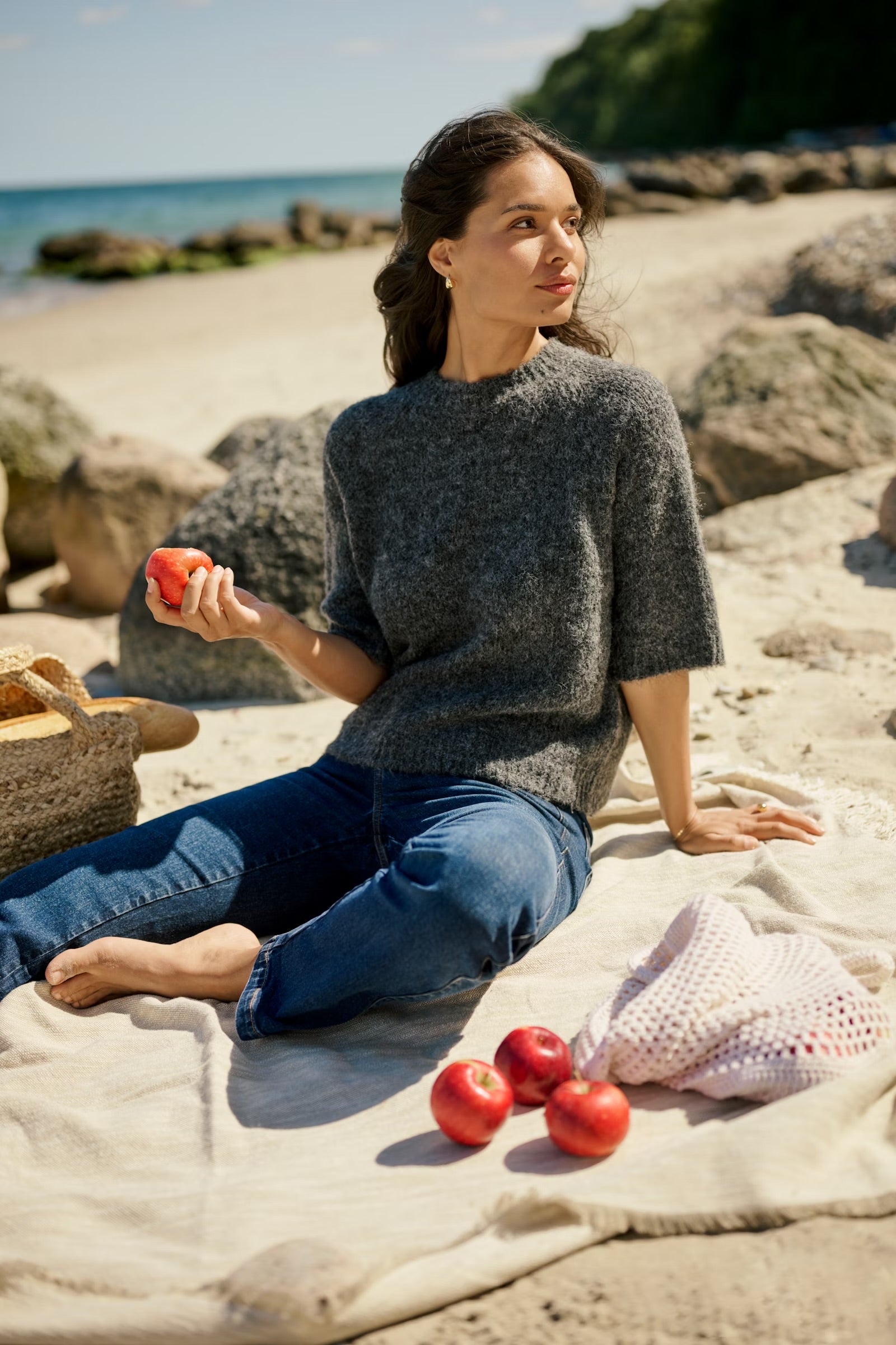 KAFFE EMILIE CROPPED KNIT PULLOVER