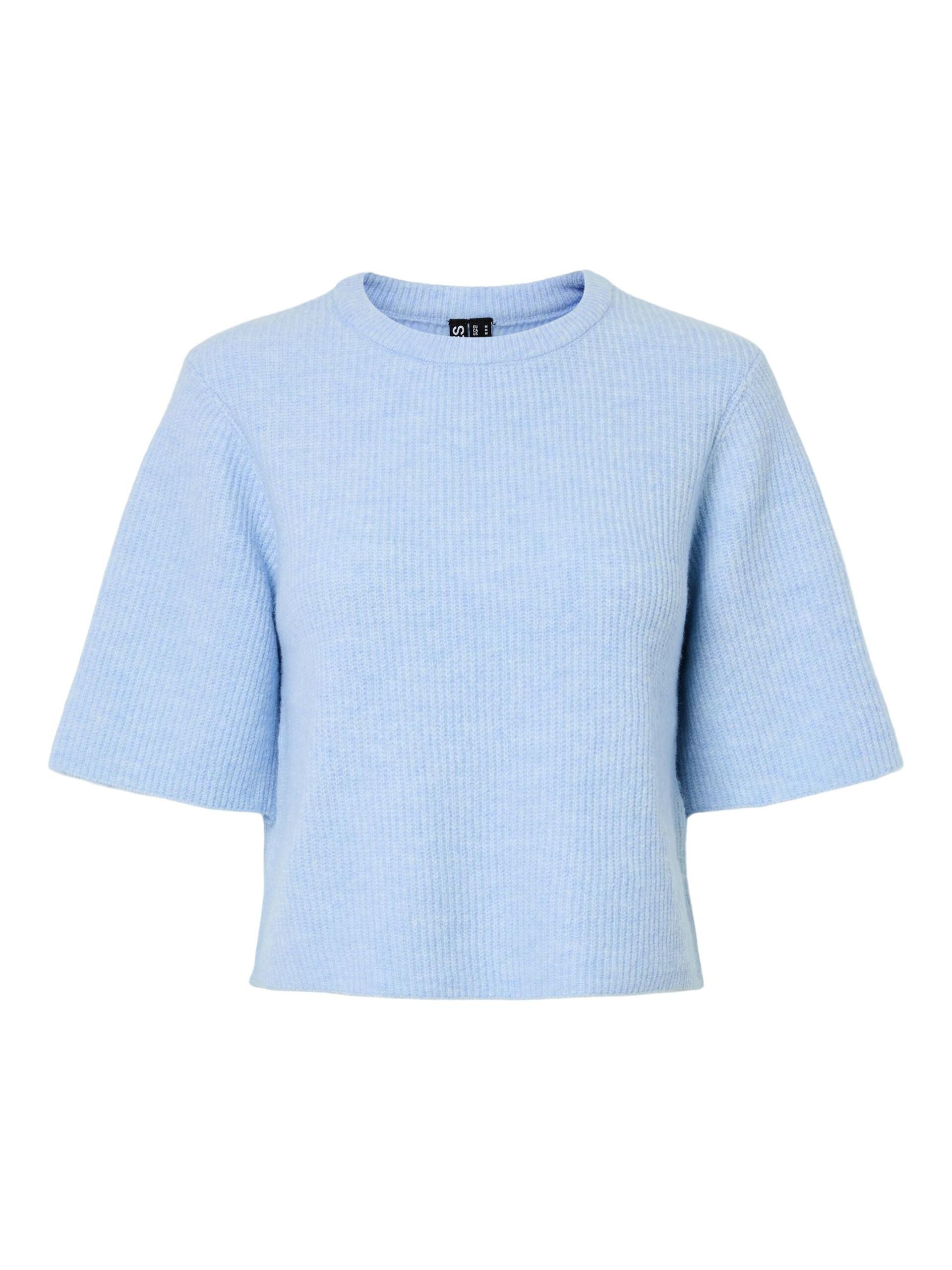 PIECES SILLY SS O-NECK KNIT - BLUE
