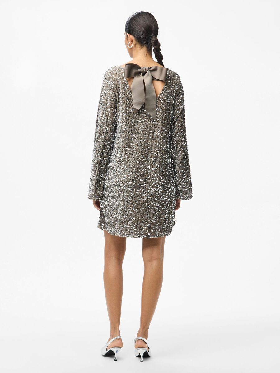 PIECES KAM LS DEEP BACK BOW DRESS