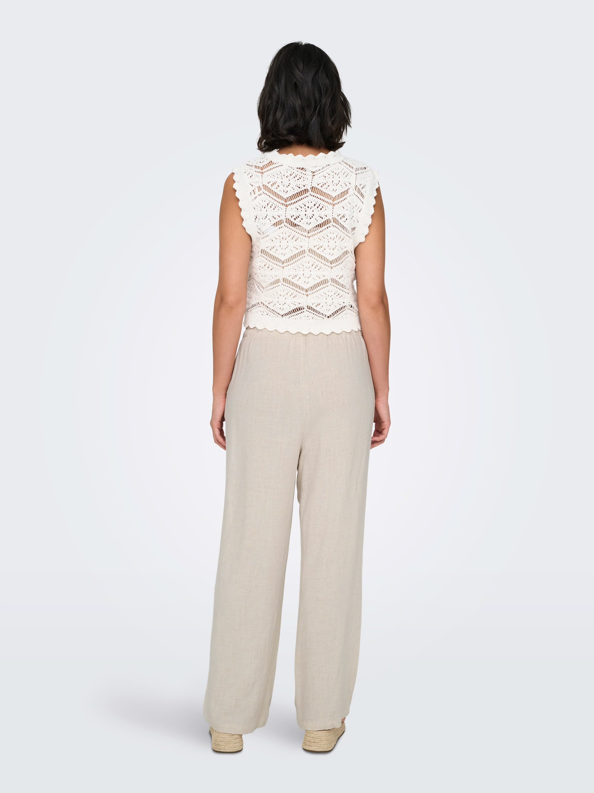ONLY SIESTA MW PULL-UP LINEN BL PANT