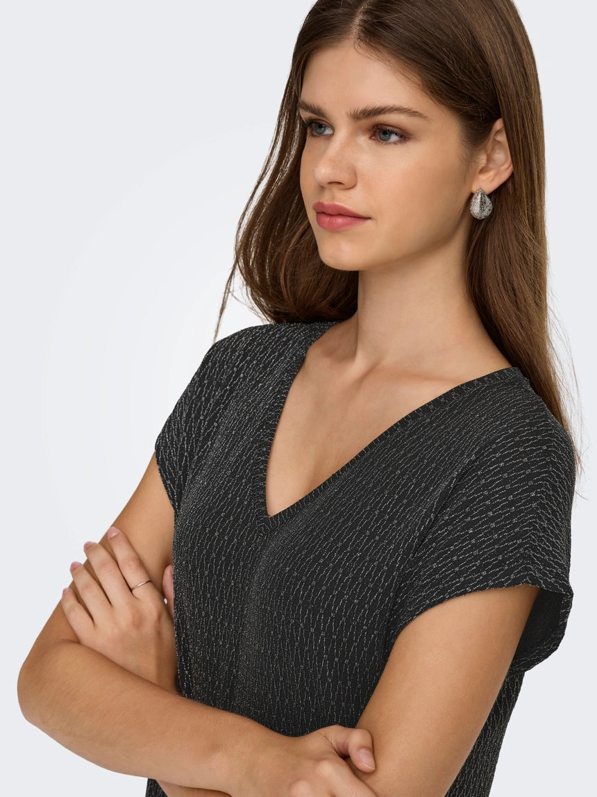 ONLY CAROL S/S V-NECK GLITTER TOP