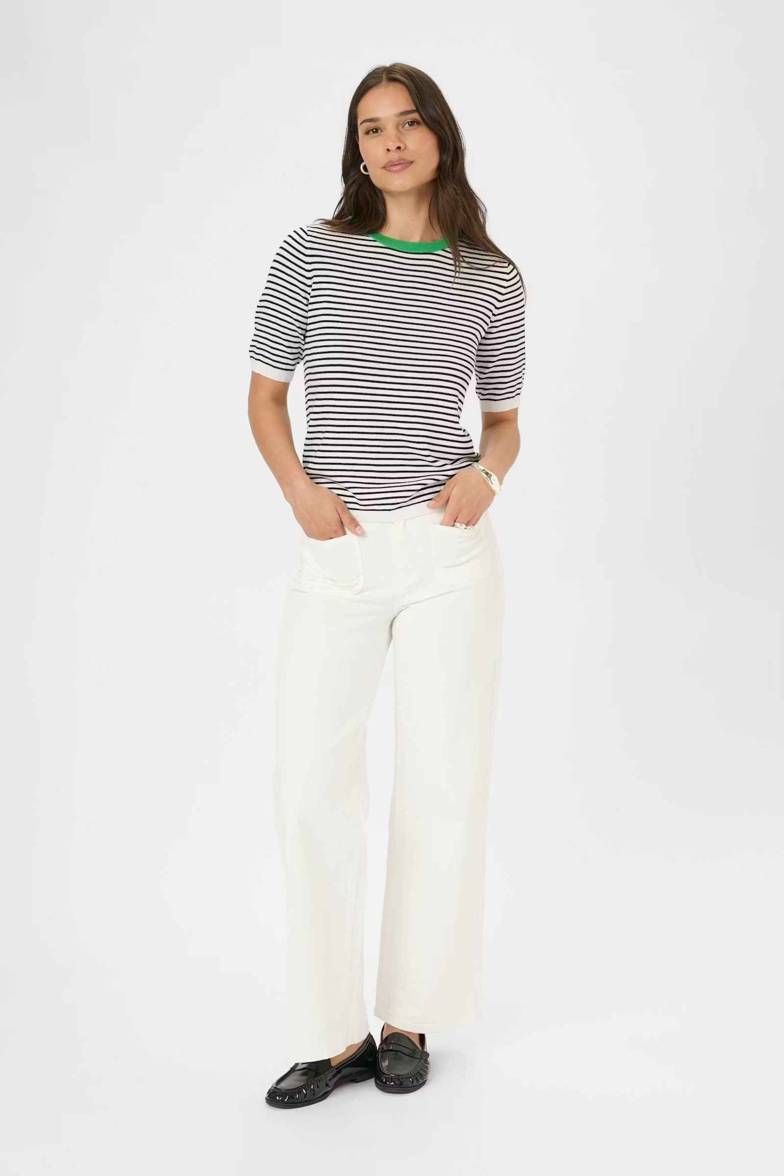 KAFFE LIZZA NARROW STRIPED PULLOVER