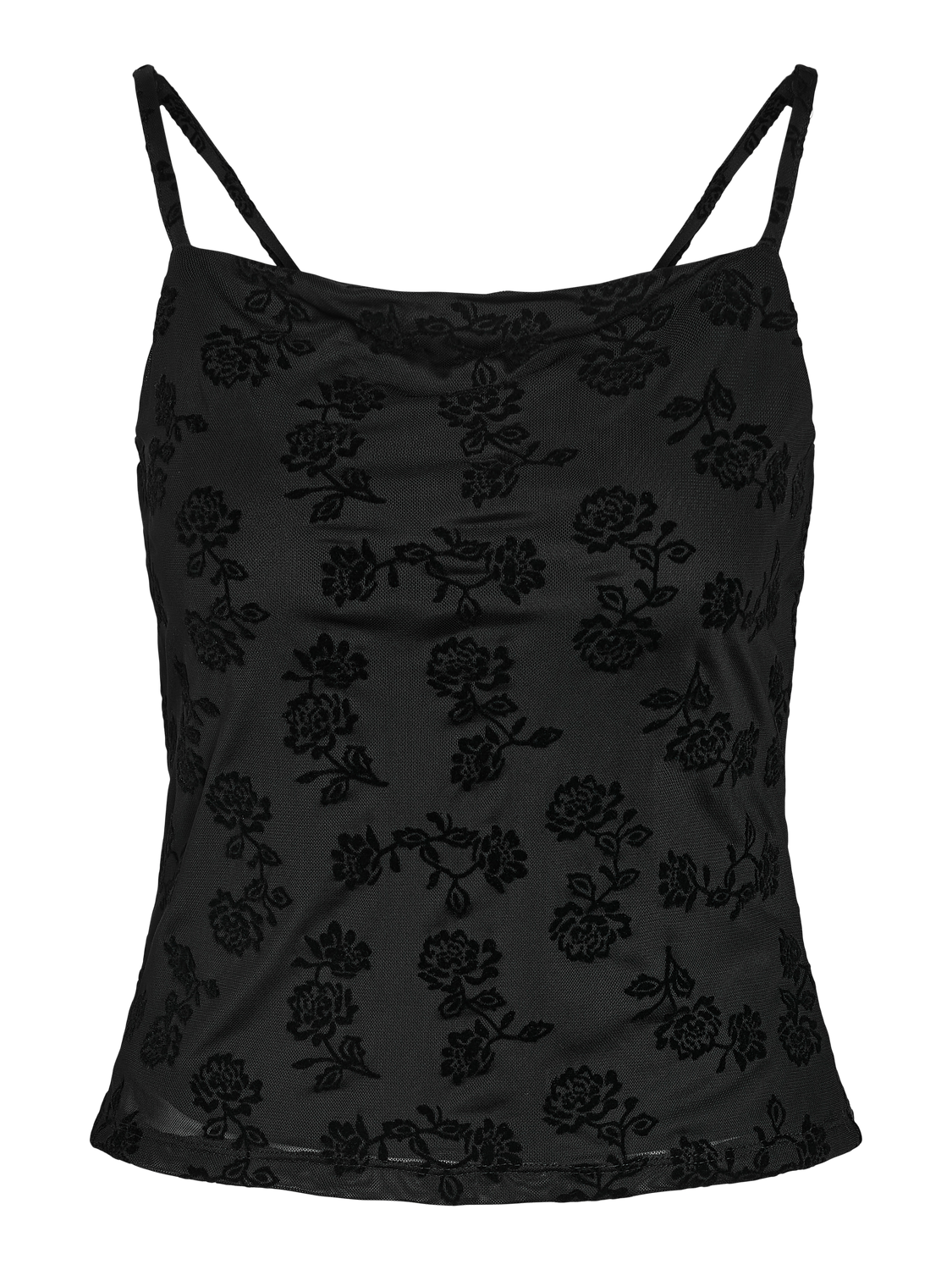 NOISY MAY LOUISE MESH FLOCK BACK TIE TOP