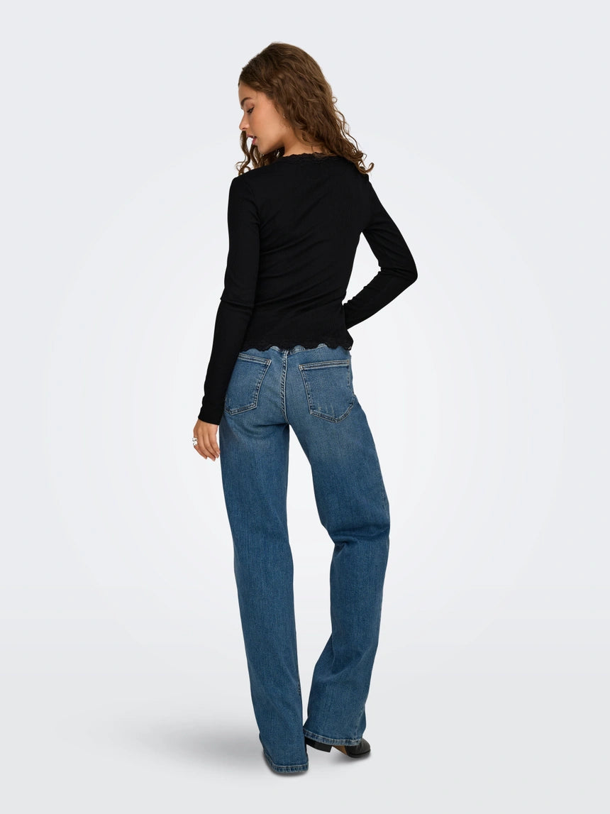 ONLY ENEA L/S LACE MIX PLACKET TOP