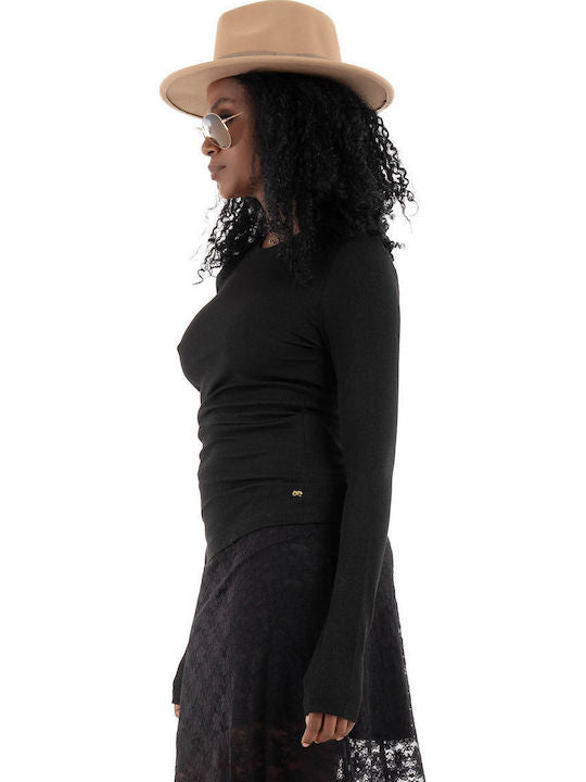 ONLY LENA L/S O-NECK GLITTER RIB TOP