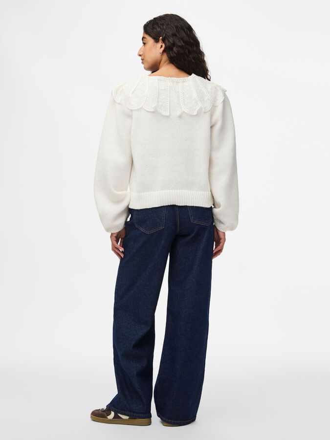 PIECES ABBY LS LACE COLLAR KNIT CARDIGAN