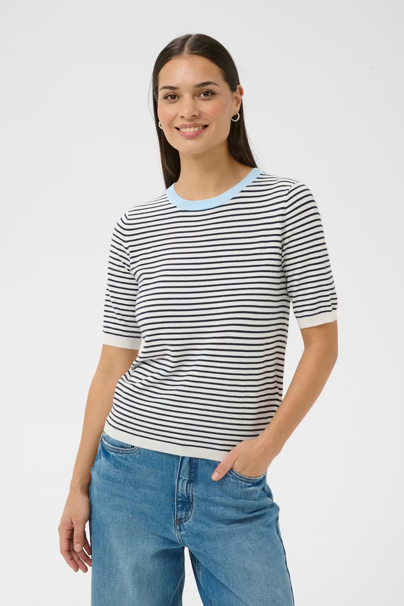 KAFFE LIZZA NARROW STRIPED PULLOVER