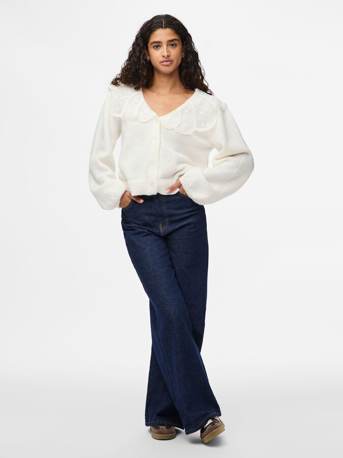 PIECES ABBY LS LACE COLLAR KNIT CARDIGAN