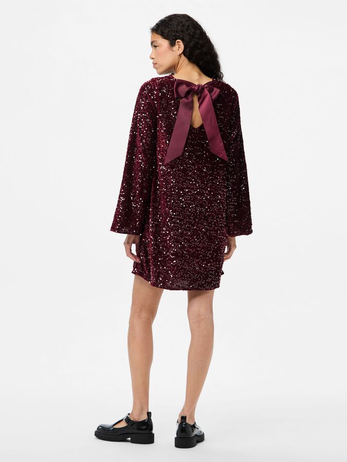 PIECES KAM LS DEEP BACK BOW DRESS