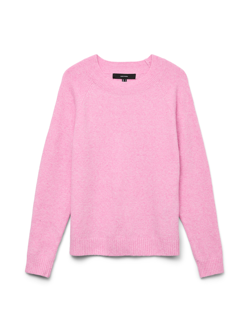 VERO MODA DOFFY LS O-NECK BLOUSE - FUCHSIA PINK/MELANGE