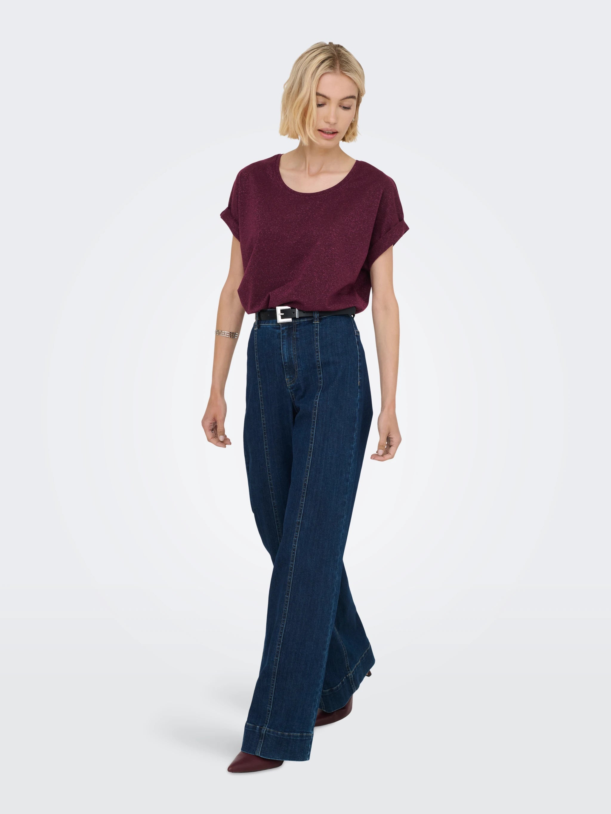 ONLY MOSTER GLITTER SS O-NECK TOP