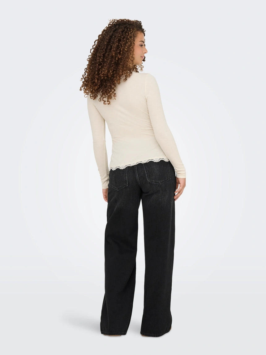 ONLY ENEA L/S LACE MIX PLACKET TOP