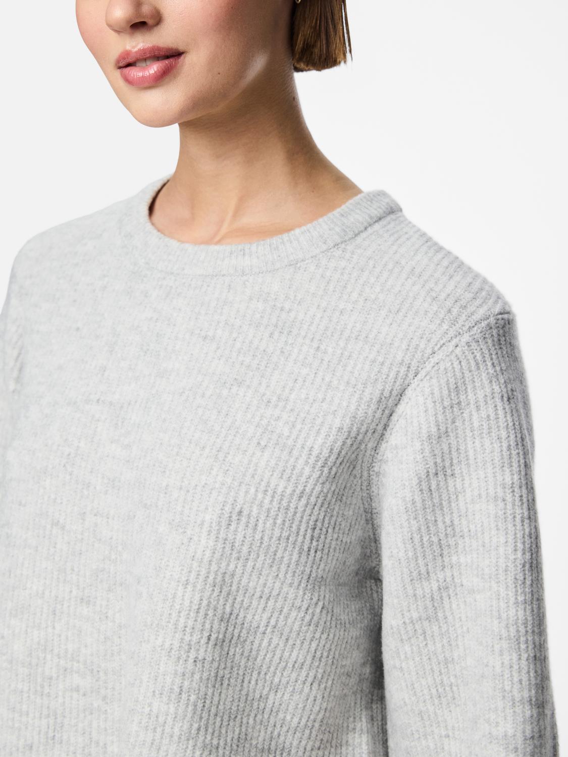 PIECES SILLY SS O-NECK KNIT - LIGHT GREY