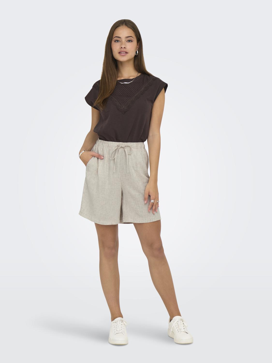 ONLY SIESTA MW PULL-UP LIN BL SHORTS