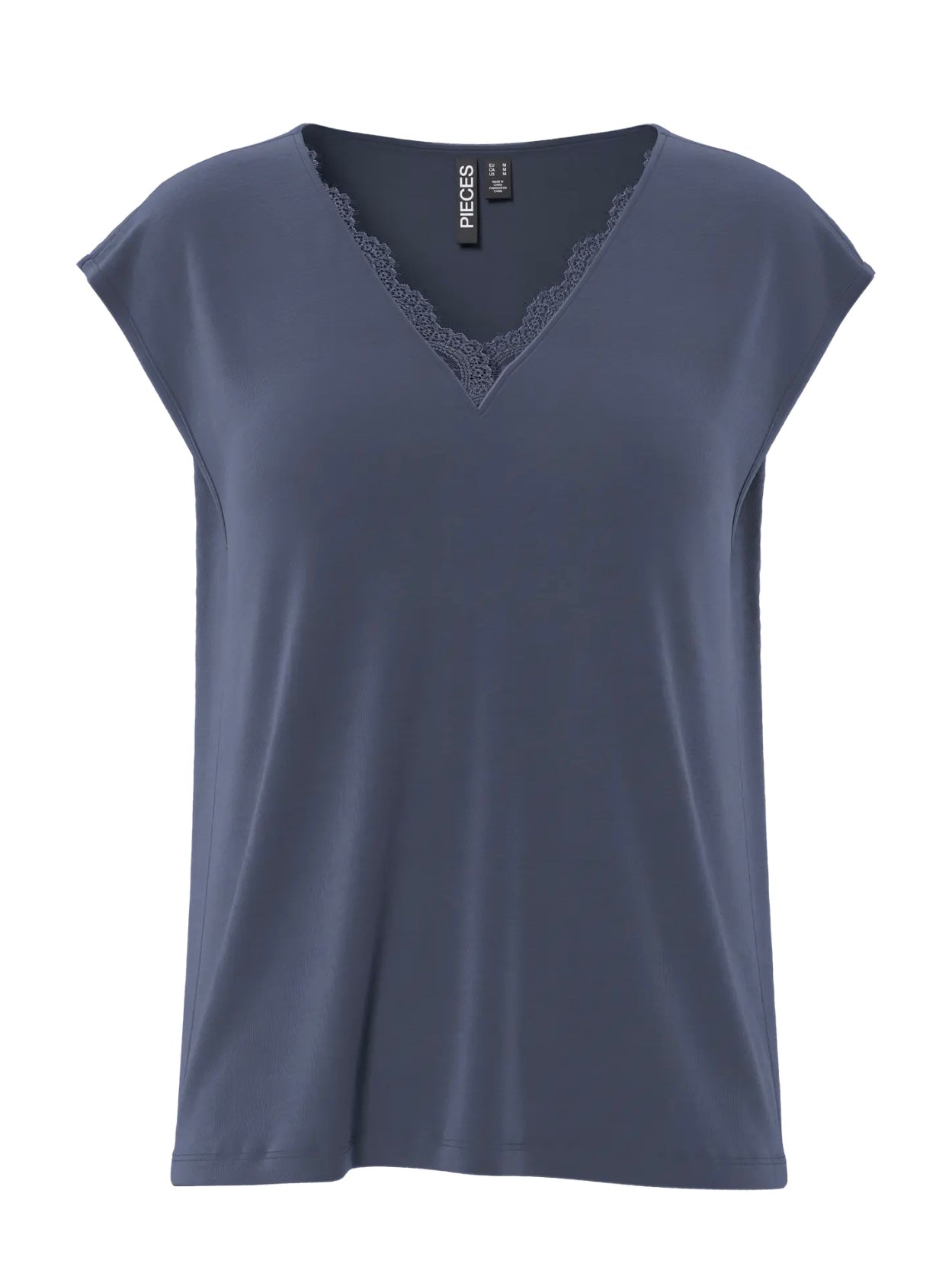 PIECES KAMALA LACE V-NECK TEE