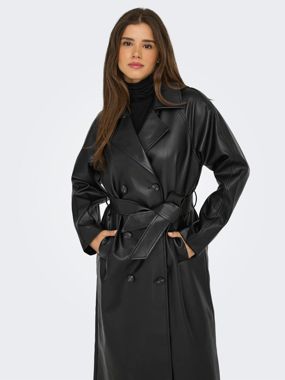 ONLY BINA FAUX LEATHER TRENCHCOAT