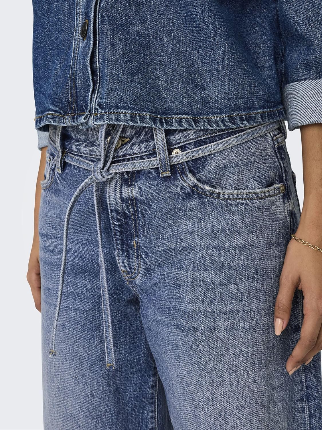 ONLY GIANNA MW STRAIGHT JEANS - MEDIUM BLUE DENIM