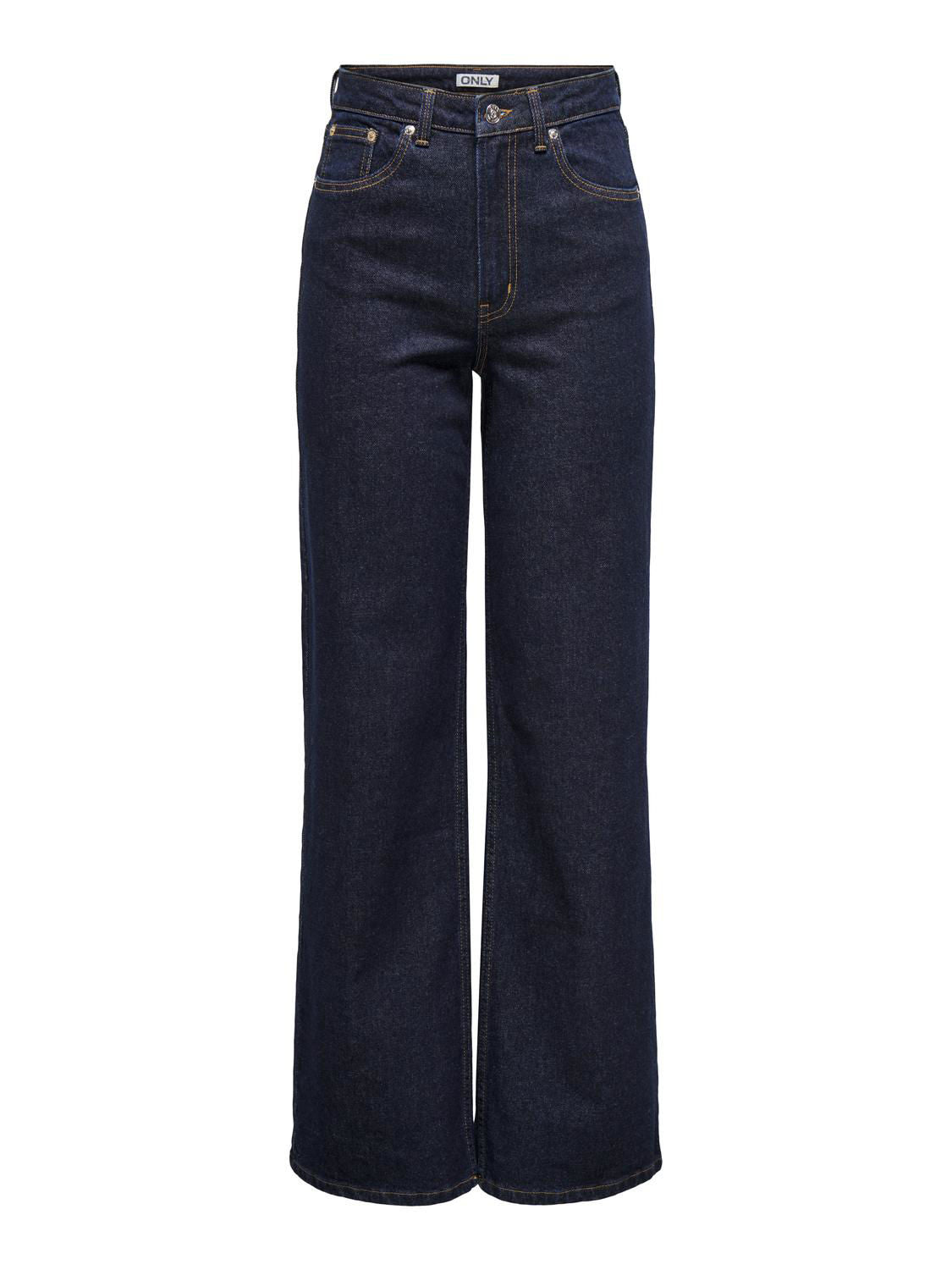 ONLY JUICY HW WIDE LEG DNM - DARK BLUE DENIM