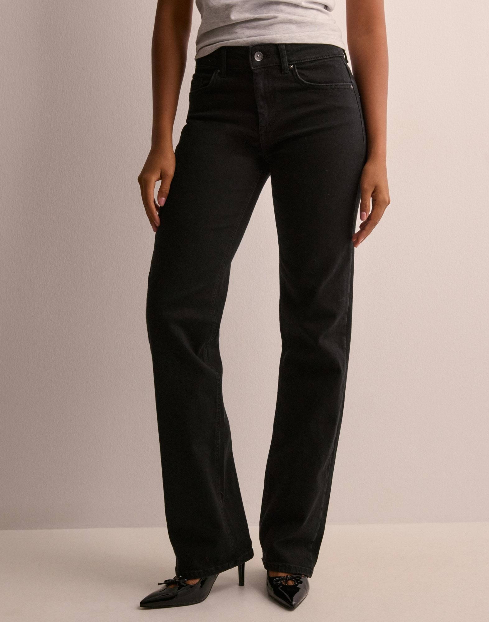 ONLY BLUSH MID STRAIGHT - BLACK DENIM