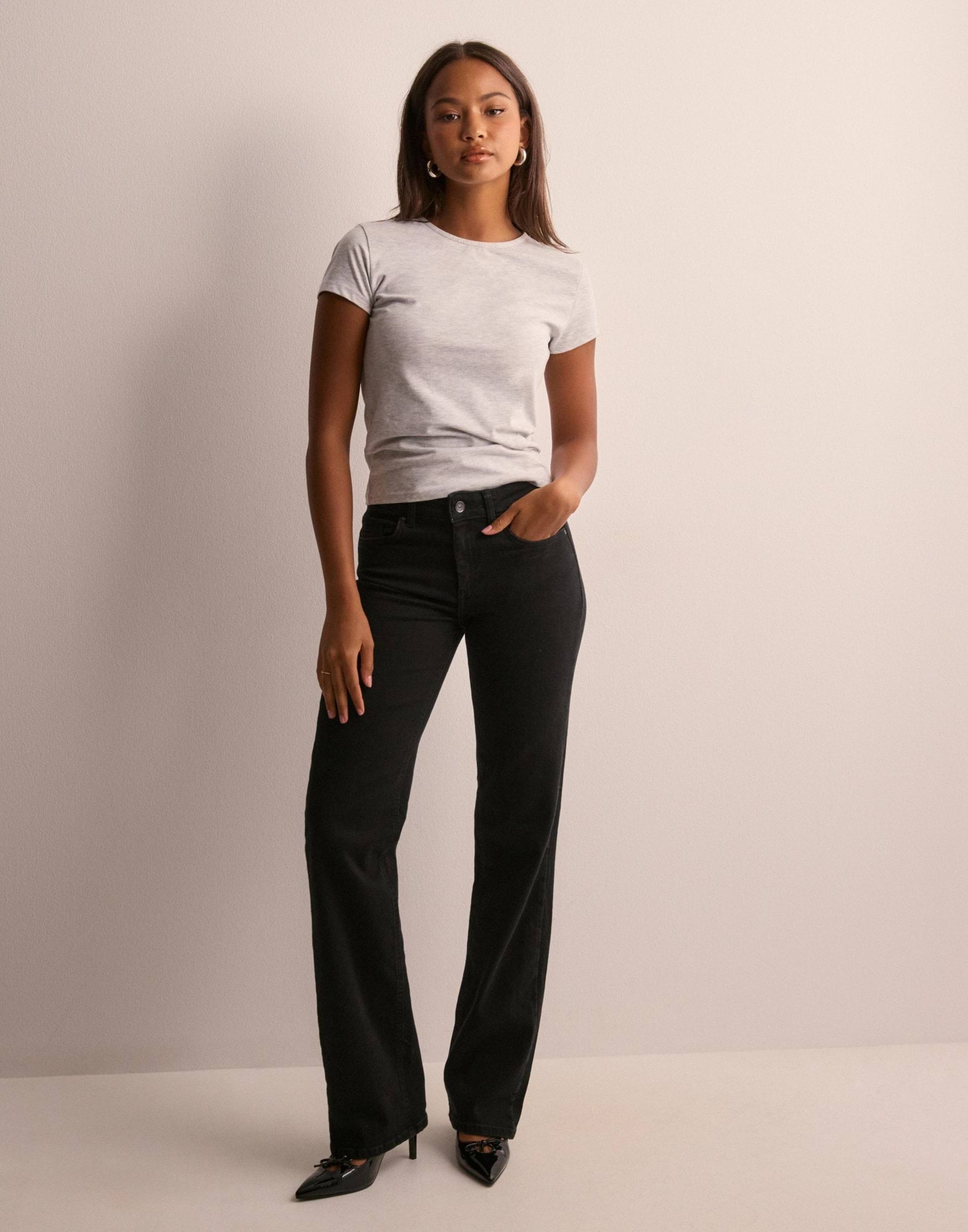 ONLY BLUSH MID STRAIGHT - BLACK DENIM