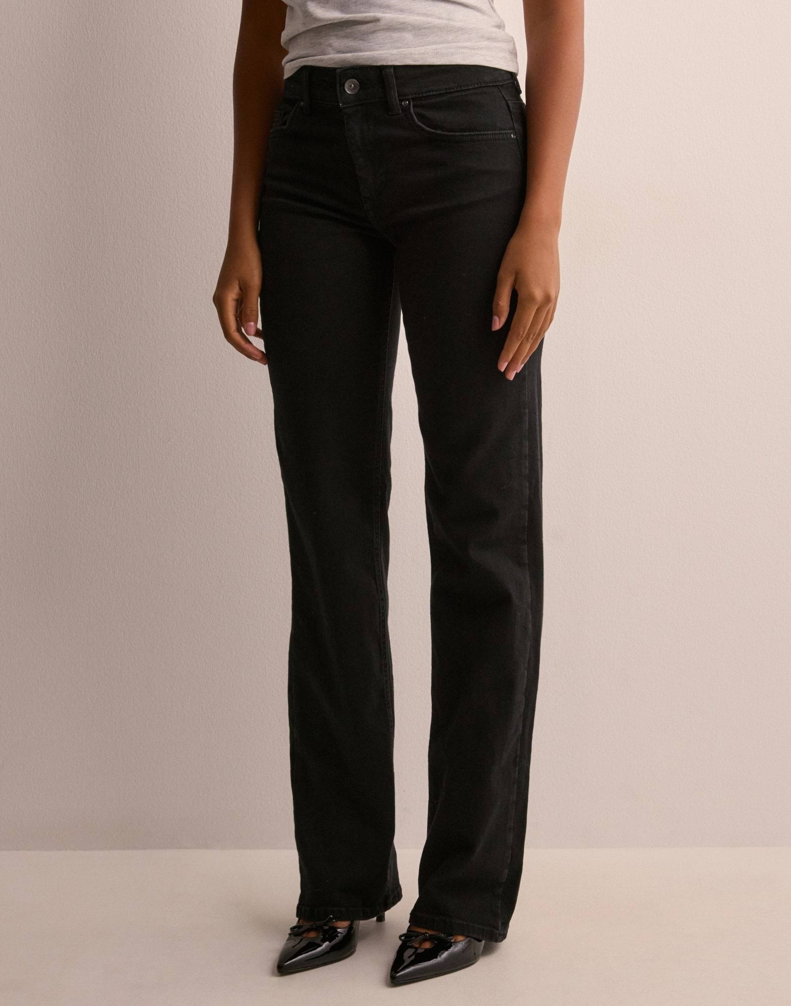 ONLY BLUSH MID STRAIGHT - BLACK DENIM