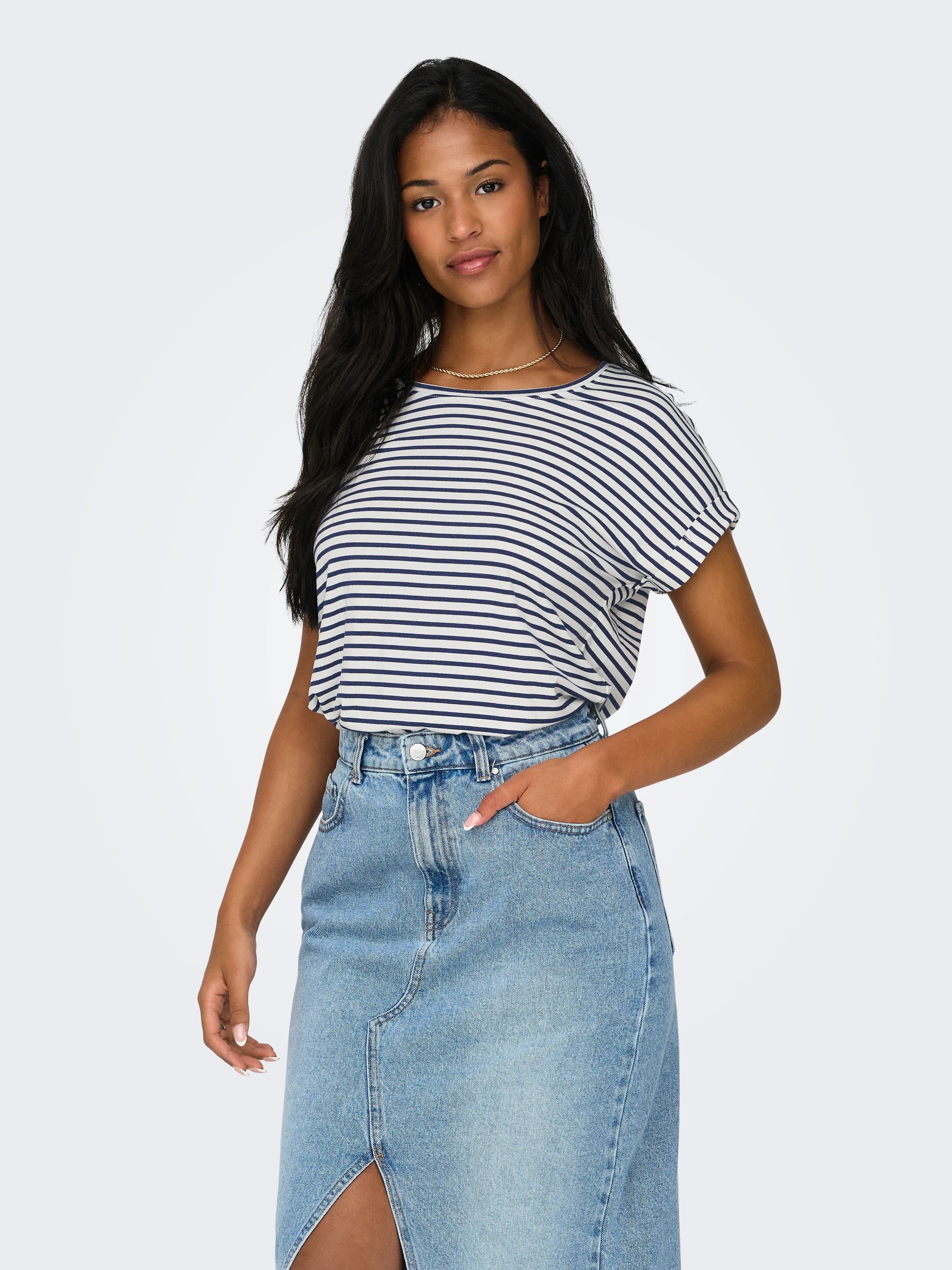 ONLY MOSTER STRIPE S/S O-NECK TOP