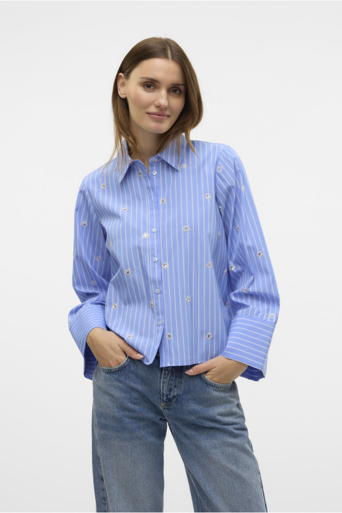 VERO MODA LEILA LS LOOSE SHORT SHIRT