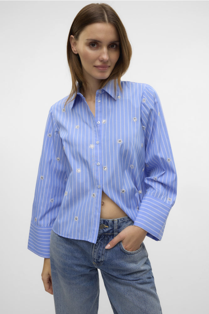 VERO MODA LEILA LS LOOSE SHORT SHIRT