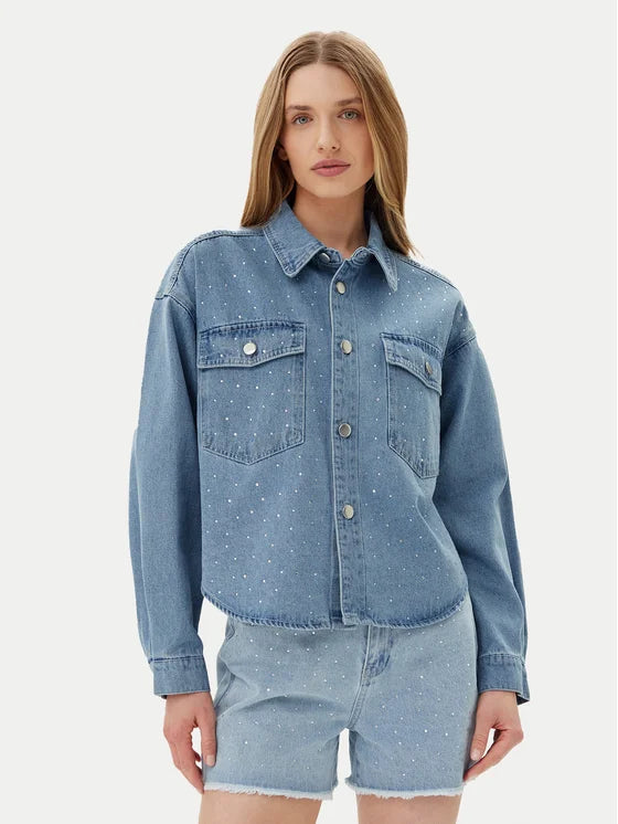 PIECES TAMRA RHINESTONE DENIM JACKET
