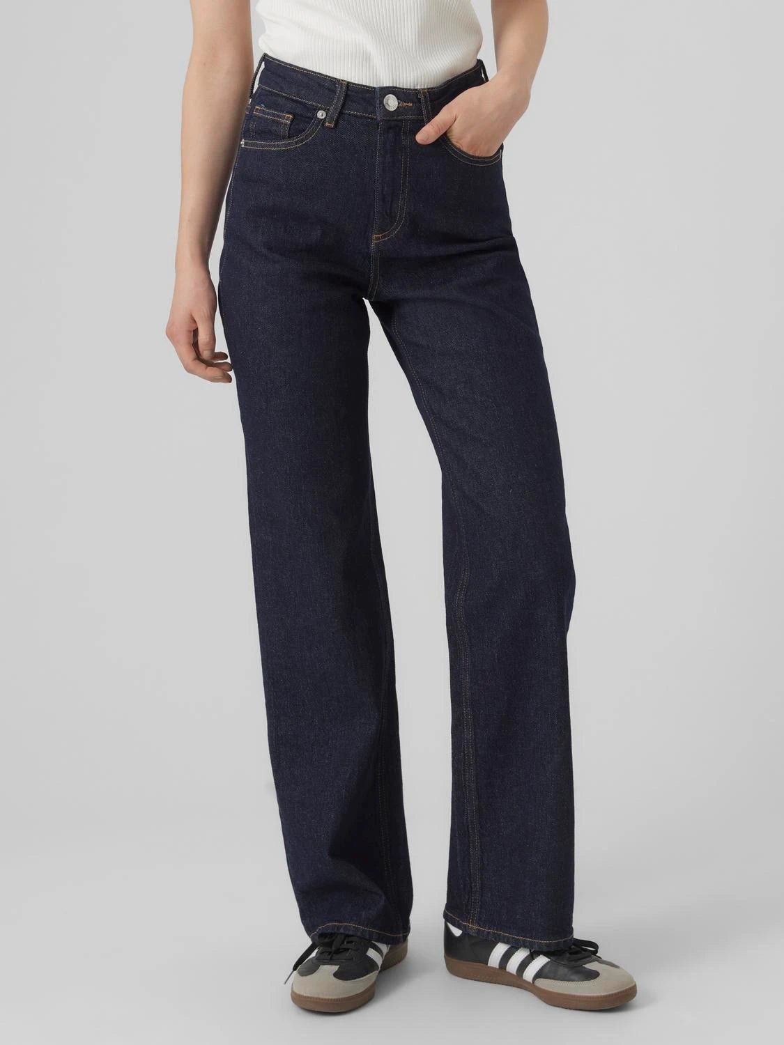 VERO MODA TESSA HR WIDE JEANS - DARK BLUE DENIM