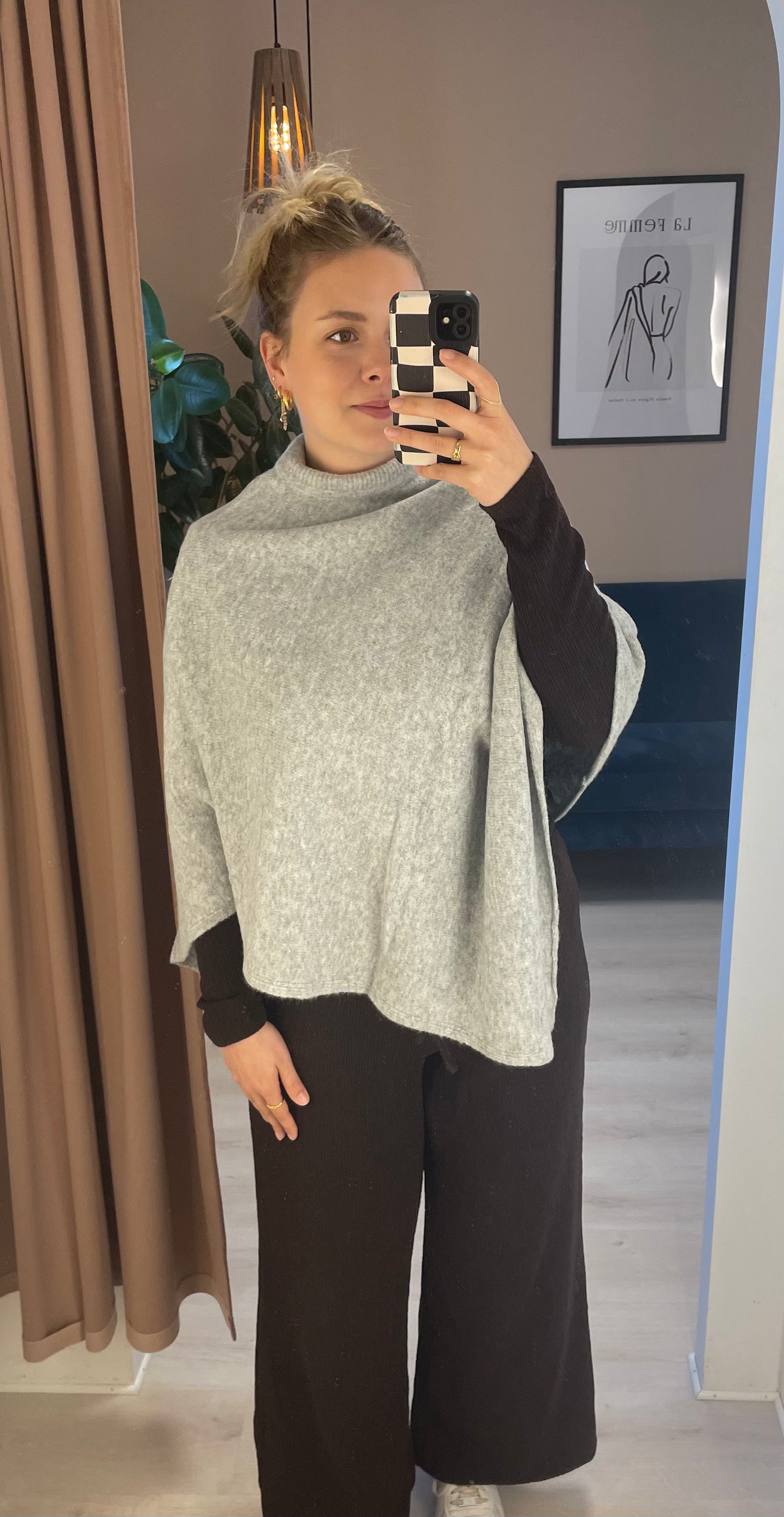 PIECES FORTUNA HIGH NECK PONCHO