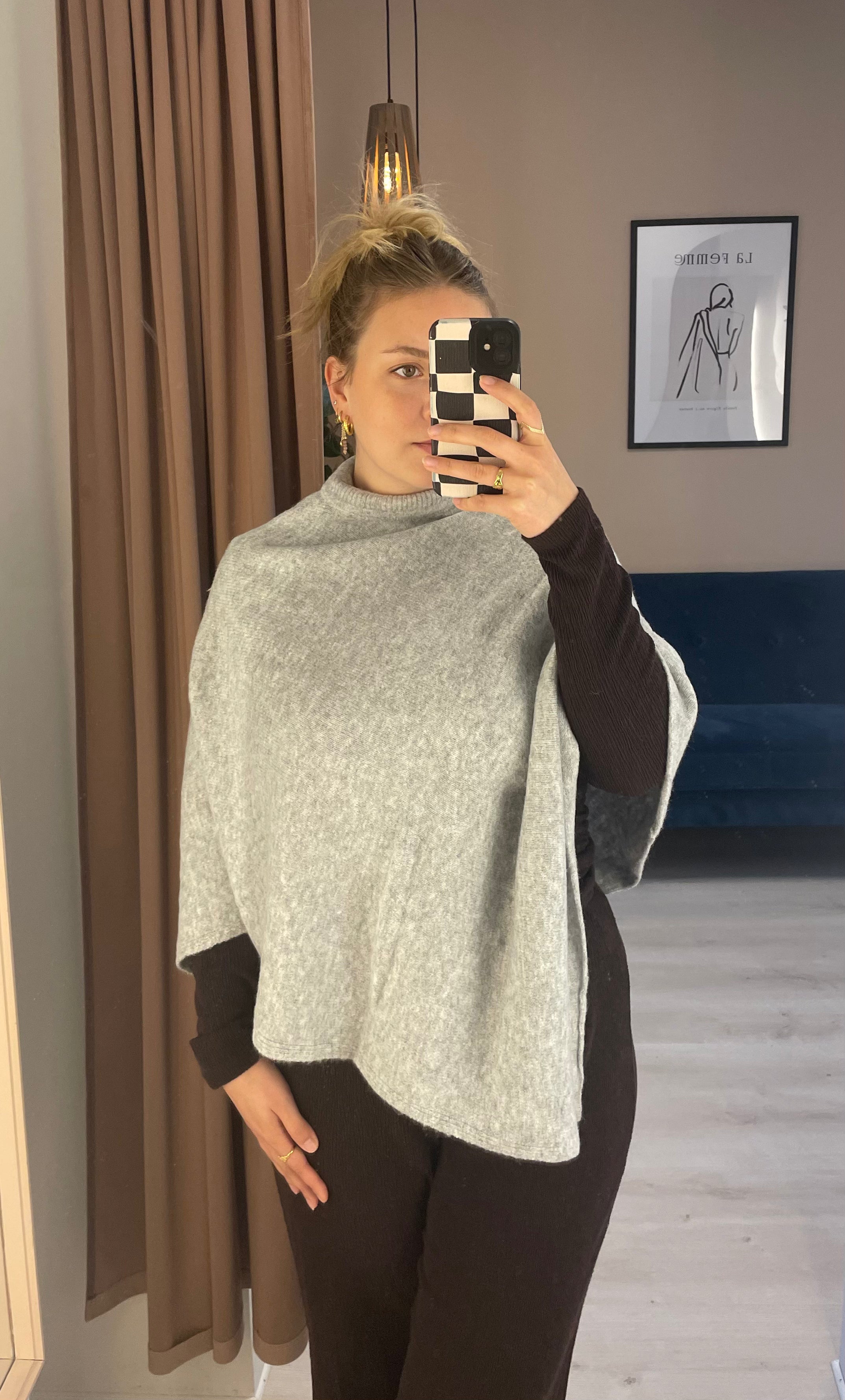 PIECES FORTUNA HIGH NECK PONCHO