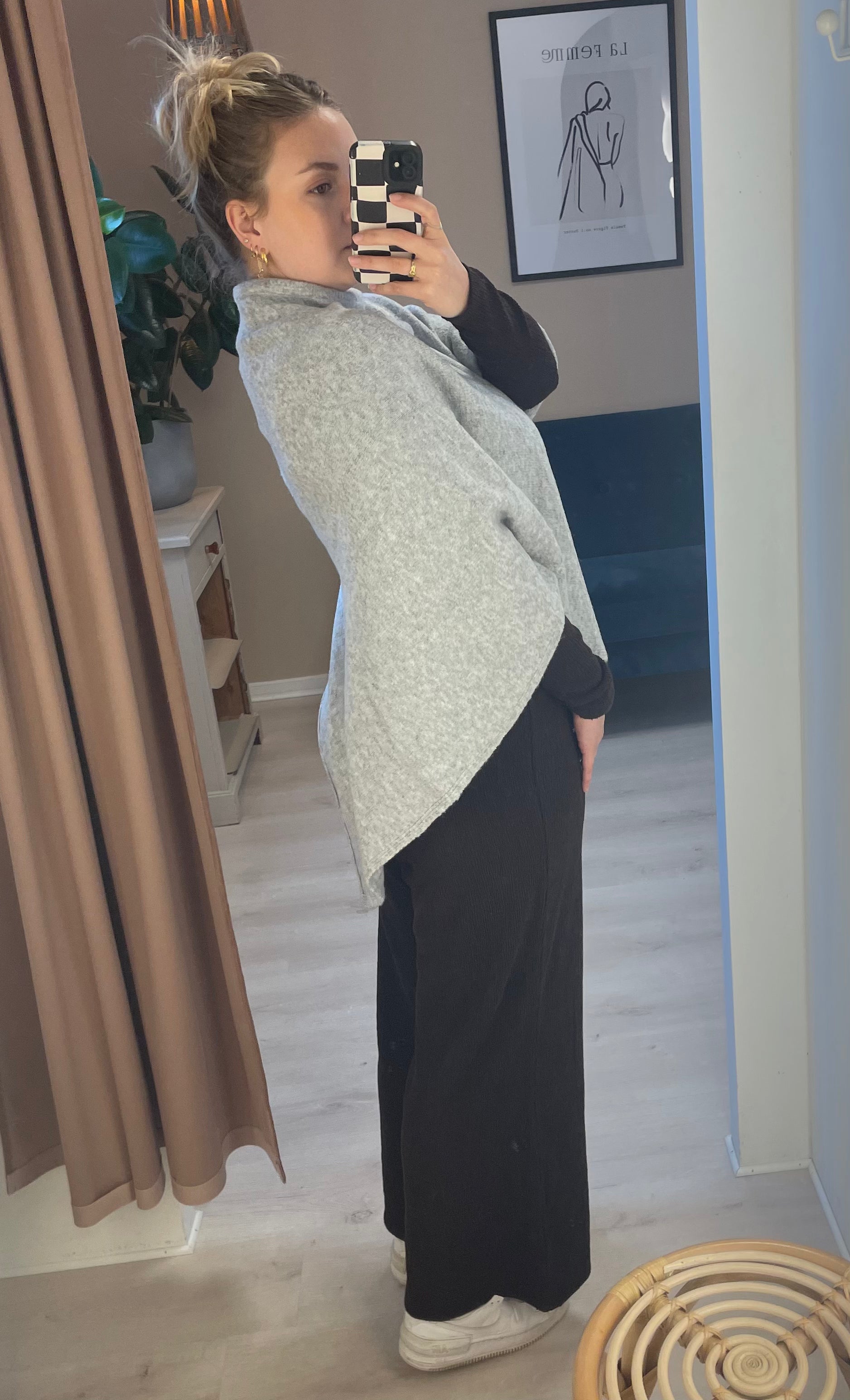 PIECES FORTUNA HIGH NECK PONCHO