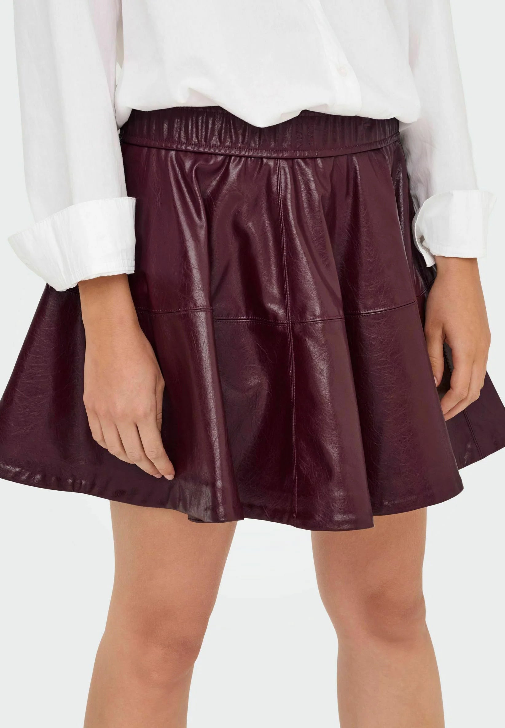ONLY JACKY HW FAUX LEATHE SKATER SKIRT