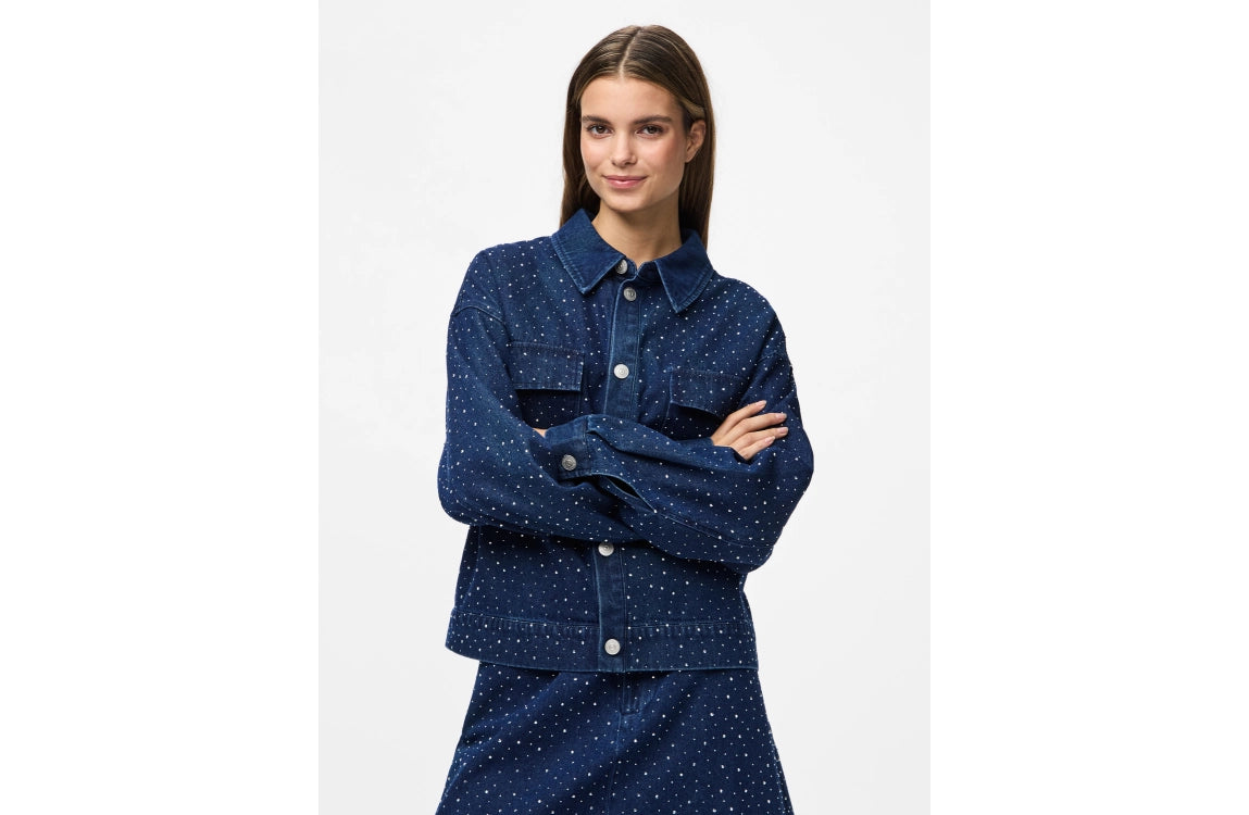 PIECES ROBERTA LS RHINESTONE DENIM JACKET