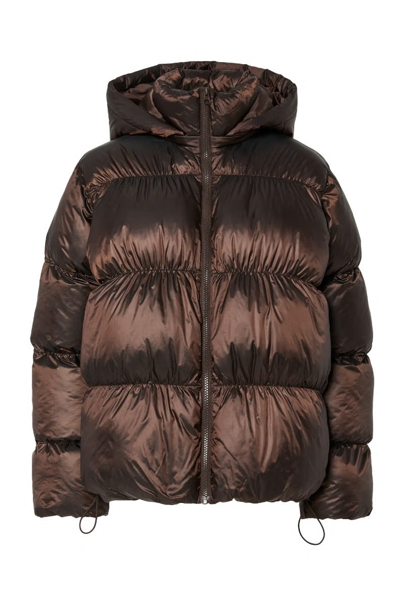 PIECES MILLA SHINY PUFFER JACKET W. HOOD