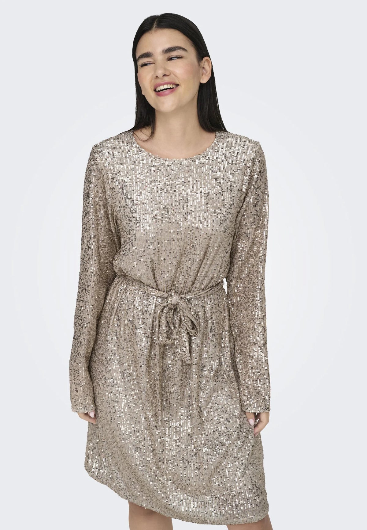 ONLY ANA LS BELT SEQUINS DRESS