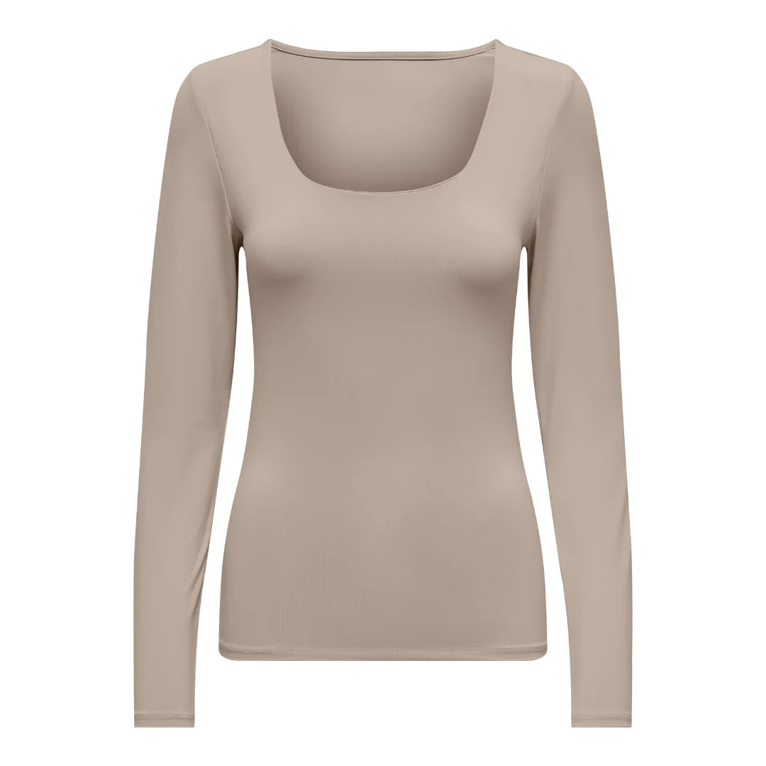 ONLY EA L/S 2-WAY DEEP NECK TOP
