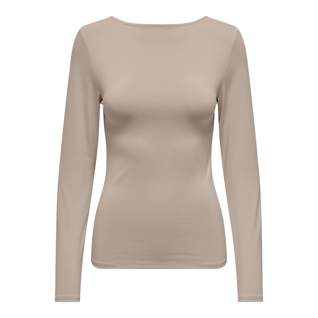 ONLY EA L/S 2-WAY DEEP NECK TOP