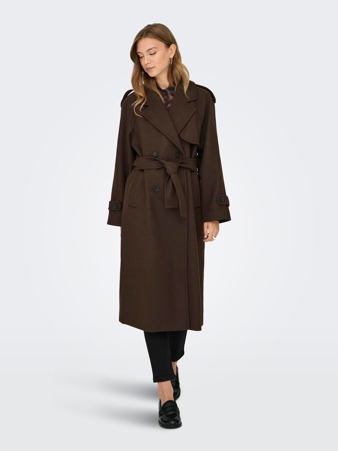 ONLY DEAR-TRILLION LONG BELT COAT PNT NOOS