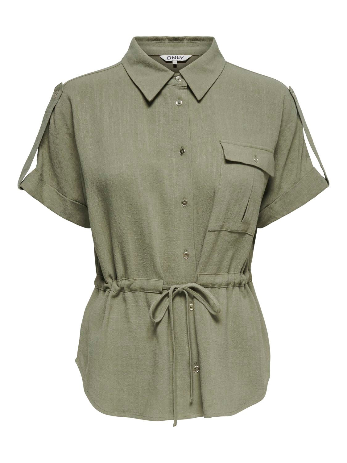 ONLY SIESTA S/S LINEN BL UTILITY SHIRT